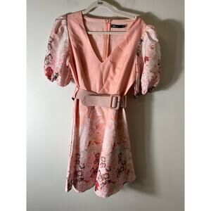 Ina Pink Floral Dress with Belt
